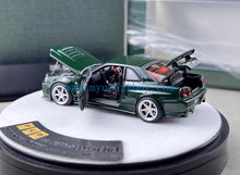Load image into Gallery viewer, PGM 1:64 Green Skyline GTR R34 Z-Tune Round Sports Model Diecast Metal Car New Collection