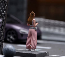 Load image into Gallery viewer, 1:64 Painted Figure Model Miniature Resin Diorama White Top Pink Pants Girl