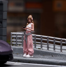 Load image into Gallery viewer, 1:64 Painted Figure Model Miniature Resin Diorama White Top Pink Pants Girl