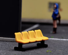 Load image into Gallery viewer, 1:64 Painted Figure Model Miniature Resin Diorama Yellow Long Chair Public Bench