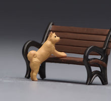 Load image into Gallery viewer, 1:64 Painted Figure Model Miniature Resin Diorama Uniform Girl Puppy Bench Set
