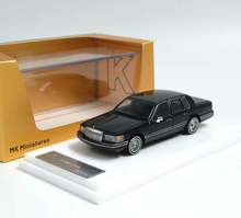 Load image into Gallery viewer, MK 1:64 HEC Black 1992 Town Car Luxury Classic Model Diecast Metal Car New Collection