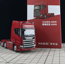 Load image into Gallery viewer, Masdi 1:64 Red Scania R450 Truck Tractor Sport Model Diecast Metal Car Box New Collection