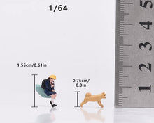 Load image into Gallery viewer, 1:64 Painted Figure Model Miniature Resin Diorama Uniform Girl Puppy Bench Set