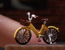 Load image into Gallery viewer, 1:64 Painted Figure Model Miniature Resin Diorama Yellow Vintage Bicycle