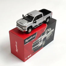 Load image into Gallery viewer, SC 1:64 Silver Silverado Pickup Truck Sports Model Diecast Metal Car Box New Collection