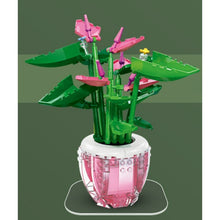 Load image into Gallery viewer, 257PCS MOC Pink Palm Flower Potted Plants Model Toy Building Block Brick Gift Kids Compatible Lego