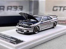 Load image into Gallery viewer, FH 1:64 Silver Gray Skyline GTR R33 Mines Sports Model Diecast Metal Car New Collection