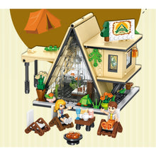 Load image into Gallery viewer, 579PCS MOC City Camping Tent Glamping House Figure Model Toy Building Block Brick Gift Kids Compatible Lego Light
