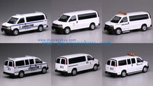 Load image into Gallery viewer, 596 1:64 White GMC Express 3500 Police Van Model Diecast Metal Car New Collection