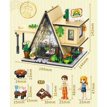 Load image into Gallery viewer, 579PCS MOC City Camping Tent Glamping House Figure Model Toy Building Block Brick Gift Kids Compatible Lego Light