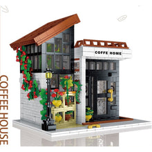 Load image into Gallery viewer, 1512PCS MOC City Street Sweet Coffee Cafe Bar Shop House Model Toy Building Block Brick Gift Kids Compatible Lego Light
