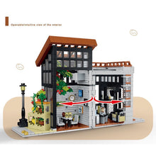 Load image into Gallery viewer, 1512PCS MOC City Street Sweet Coffee Cafe Bar Shop House Model Toy Building Block Brick Gift Kids Compatible Lego Light