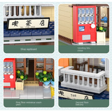 Load image into Gallery viewer, 1200PCS MOC City Street Tea House Shop Model Toy Building Block Brick Gift Kids DIY Compatible Lego Light