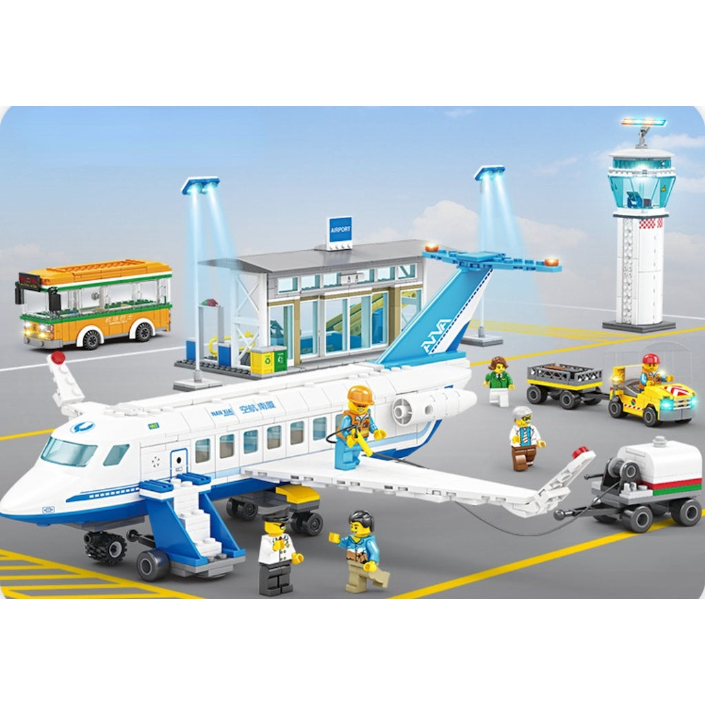 1003PCS MOC City Airport Terminal Airplane Tower Figure Bus Scene Model Toy Building Block Brick Gift Kids DIY Compatible Lego