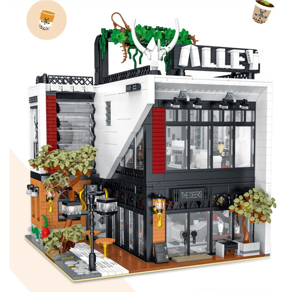 3423PCS MOC City Street Milk Tea Coffee Shop Store House Model Toy Building Block Brick Gift Kids DIY Compatible Lego