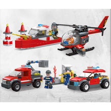 Load image into Gallery viewer, 353PCS MOC City Fire Control Engine Boat Command Helicopter Figure Model Toy Building Block Brick Gift Kids DIY