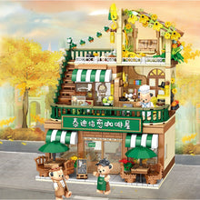Load image into Gallery viewer, 1381PCS MOC City Street Cute Bear Coffee Shop Cafe Restaurant Figure Model Toy Building Block Brick Gift Kids DIY Compatible Lego