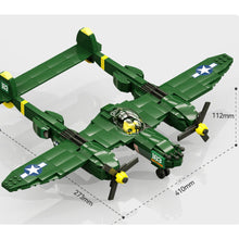 Load image into Gallery viewer, 502PCS Military WW2 P-38 Lightning Thunder Air Fighter Aircraft Figure Model Toy Building Block Brick Gift Kids DIY Compatible Lego With Stand Display