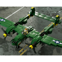 Load image into Gallery viewer, 502PCS Military WW2 P-38 Lightning Thunder Air Fighter Aircraft Figure Model Toy Building Block Brick Gift Kids DIY Compatible Lego With Stand Display