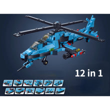 Load image into Gallery viewer, 727PCS Military WW2 12in1 Helicopter Air Fighter Aircraft Model Toy Building Block Brick Gift Kids DIY Compatible Lego