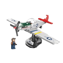Load image into Gallery viewer, 338PCS Military WW2 P-51 Mustang Air Fighter Aircraft Figure Model Toy Building Block Brick Gift Kids DIY Compatible Lego With Stand Display