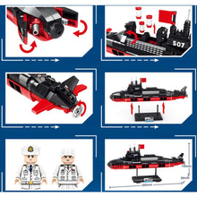 Load image into Gallery viewer, 482PCS Military WW2 094 Strategic Nuclear Submarine 09-Ⅳ Jin Class Figure Model Toy Building Block Brick Gift Kids DIY Set New Compatible Lego