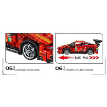 Load image into Gallery viewer, 697PCS MOC Technic Speed Pull Back 488 Super Racing Sports Car Model Toy Building Block Brick Gift Kids DIY Set New 1:24 Compatible Lego