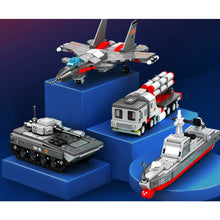 Load image into Gallery viewer, 1091PCS Military WW2 8in1 PLA Shandong Aircraft Carrier Destroyer IFV HQ10 J-15 Helicopter Model Toy Building Block Brick Gift Kids DIY Set New Compatible Lego
