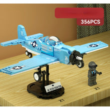 Load image into Gallery viewer, 356PCS Military WW2 F2F Grumman Air Fighter Aircraft Figure Model Toy Building Block Brick Gift Kids DIY Compatible Lego With Stand Display