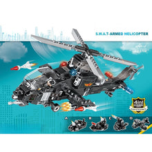 Load image into Gallery viewer, 423PCS MOC 4in1 City SWAT Armored Helicopter Scene Figure Model Toy Building Block Brick Gift Kids DIY Compatible Lego