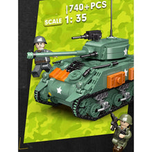 Load image into Gallery viewer, 740PCS MOC Military M4 Sherman Medium Tank Figure Model Toy Building Block Brick Gift Kids DIY Set New 1:35 Compatible Lego