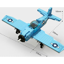 Load image into Gallery viewer, 356PCS Military WW2 F2F Grumman Air Fighter Aircraft Figure Model Toy Building Block Brick Gift Kids DIY Compatible Lego With Stand Display