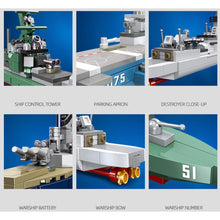 Load image into Gallery viewer, Military WW2 Burke Class Destroyer Iowa Class Battleship Type 055 075 Landing Helicopter Dock LHD Ship Model Toy Building Block Brick Gift Kids DIY Set New Display Compatible Lego