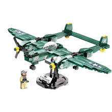 Load image into Gallery viewer, 502PCS Military WW2 P-38 Lightning Thunder Air Fighter Aircraft Figure Model Toy Building Block Brick Gift Kids DIY Compatible Lego With Stand Display