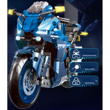 Load image into Gallery viewer, 1012PCS MOC Technic Speed Blue R1 Racing Sports Motorcycle Motor Bike Model Toy Building Block Brick Gift Kids DIY Set New Compatible Lego