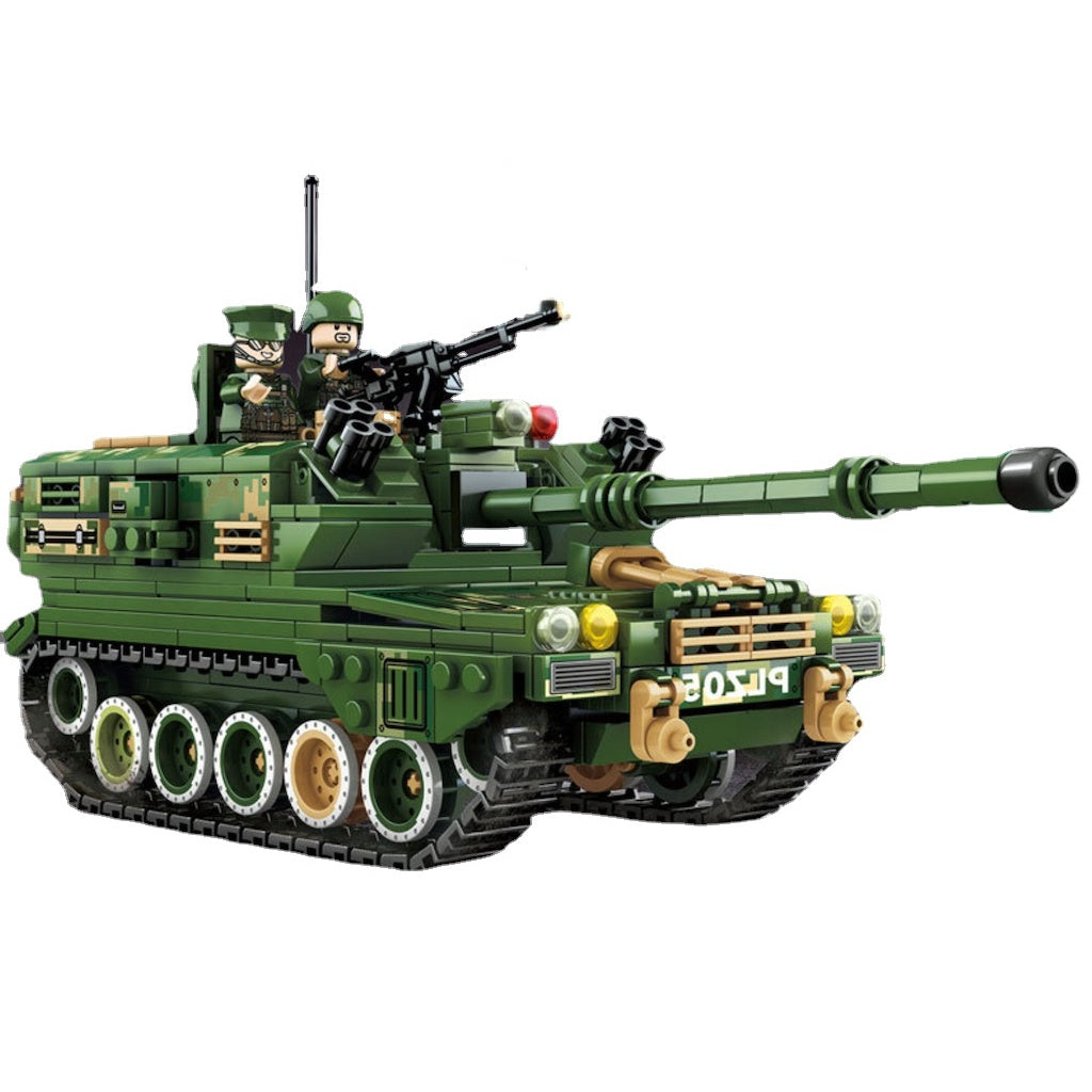 625PCS Military WW2 PLZ-05 Self-propelled Howitzer Tank Figure Model Toy Building Block Brick Gift Kids DIY Set New Compatible Lego