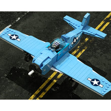 Load image into Gallery viewer, 356PCS Military WW2 F2F Grumman Air Fighter Aircraft Figure Model Toy Building Block Brick Gift Kids DIY Compatible Lego With Stand Display