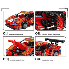 Load image into Gallery viewer, 697PCS MOC Technic Speed Pull Back 488 Super Racing Sports Car Model Toy Building Block Brick Gift Kids DIY Set New 1:24 Compatible Lego