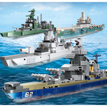 Load image into Gallery viewer, Military WW2 Burke Class Destroyer Iowa Class Battleship Type 055 075 Landing Helicopter Dock LHD Ship Model Toy Building Block Brick Gift Kids DIY Set New Display Compatible Lego