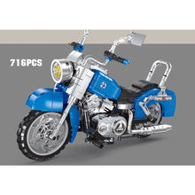 Load image into Gallery viewer, 716PCS MOC Technic Speed Cartoon Blue Motorcycle Motor Bike Model Toy Building Block Brick Gift Kids DIY Set New Display Compatible Lego