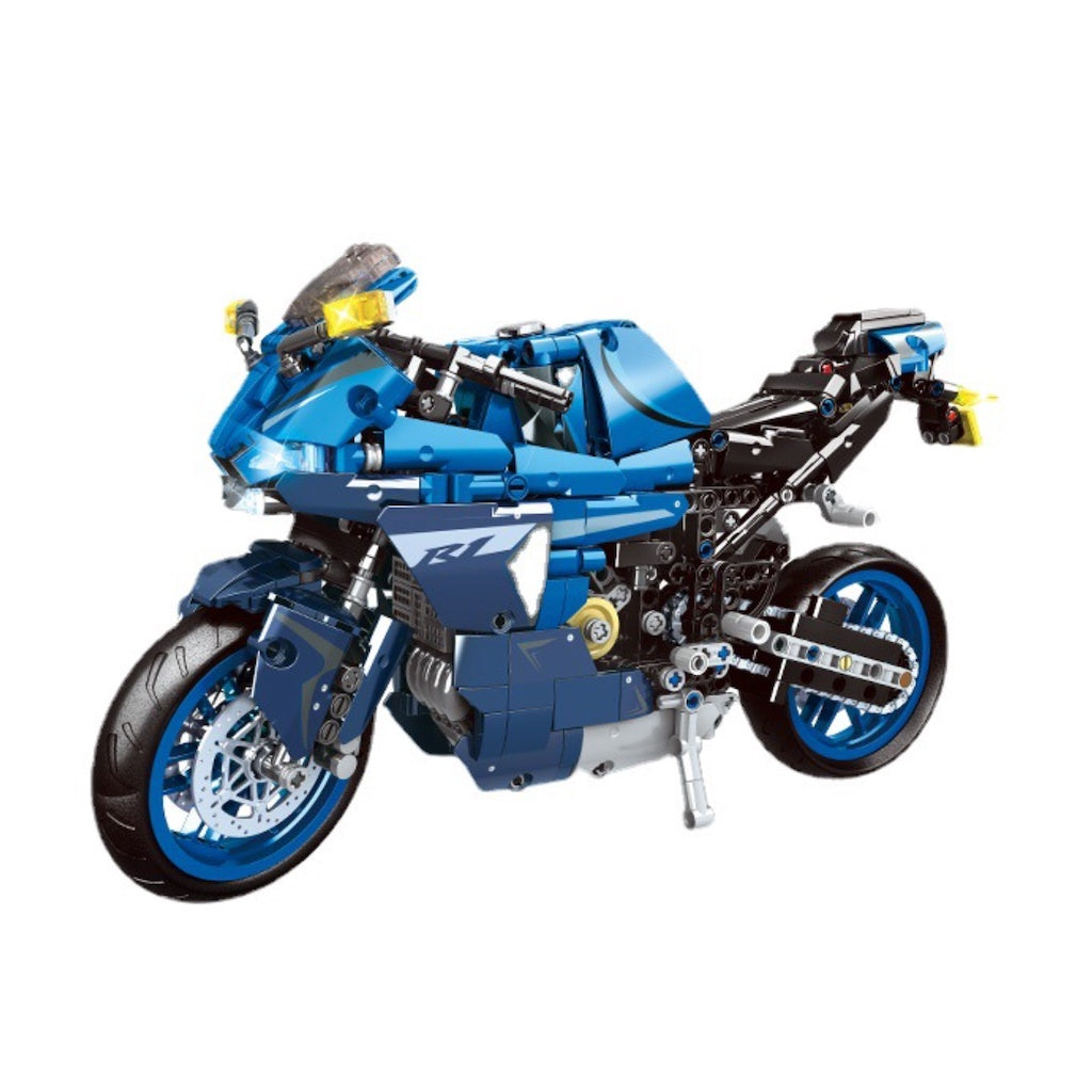 1012PCS MOC Technic Speed Blue R1 Racing Sports Motorcycle Motor Bike Model Toy Building Block Brick Gift Kids DIY Set New Compatible Lego