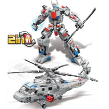 Load image into Gallery viewer, 885PCS MOC 2in1 Harbin Z-20 Helicopter Mecha Figure Model Toy Building Block Brick Gift Kids DIY Set New Compatible Lego