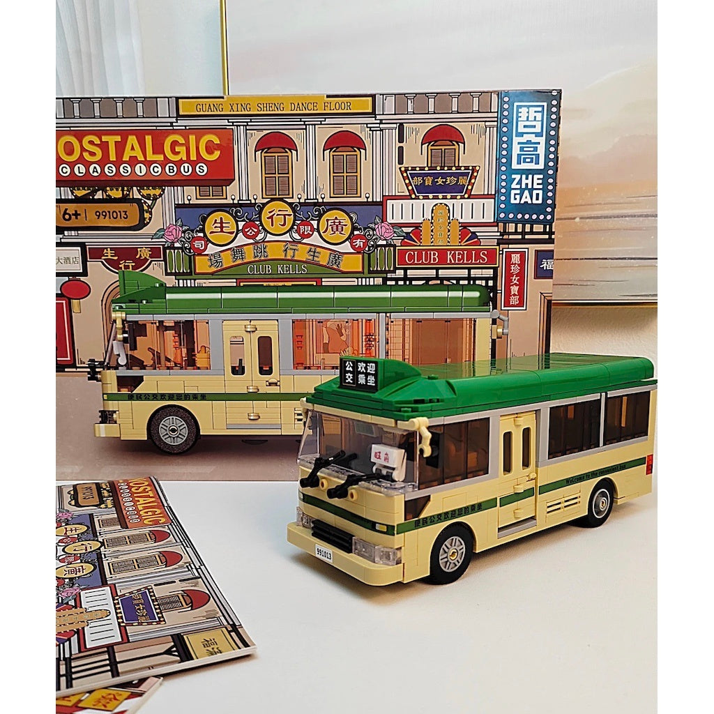 718PCS MOC Hongkong City Green Mini Bus Van Transportation Model Toy Building Block Brick Gift Kids DIY Set New Compatible Lego