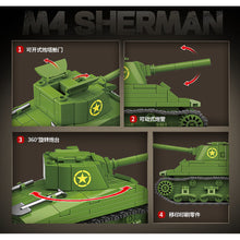 Load image into Gallery viewer, 480PCS MOC Military M4 Sherman Medium Tank Figure Model Toy Building Block Brick Gift Kids DIY Set New Compatible Lego