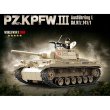 Load image into Gallery viewer, 959PCS MOC Military PZ.KPFW Panzer Panzerkampfwagen III SD.KFZ.141 Tank Figure Model Toy Building Block Brick Gift Kids DIY Set New Compatible Lego