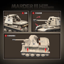 Load image into Gallery viewer, 661PCS MOC Military MARDER III H Tank Destroyer Figure Model Toy Building Block Brick Gift Kids DIY Set New Compatible Lego