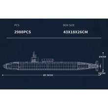 Load image into Gallery viewer, 2988PCS Military Large Los Angeles Class SSN Nuclear Powered Submarines Model Toy Building Block Brick Gift Kids DIY Set New Display Compatible Lego