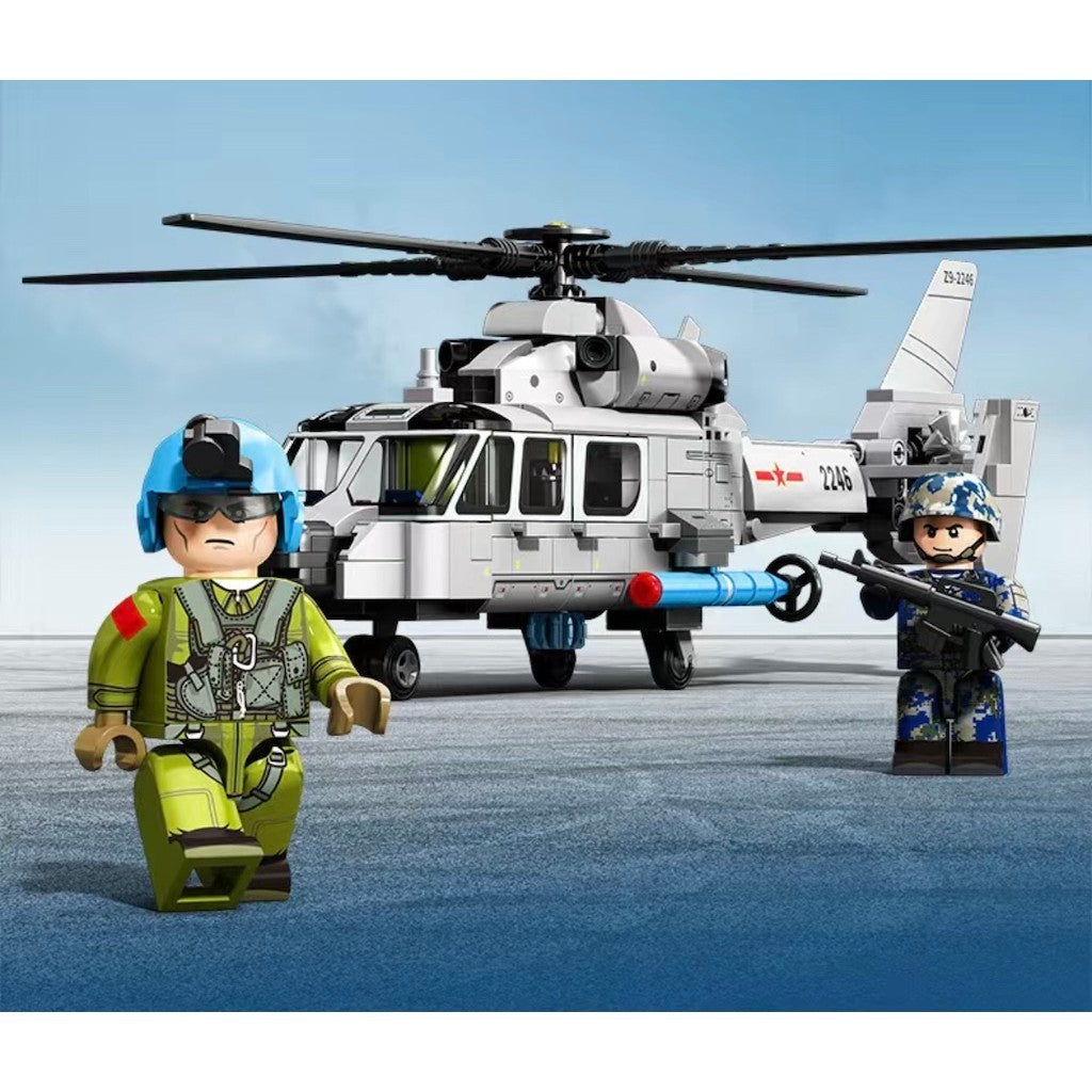 449PCS MOC Military HAMC Z-9 Harbin Helicopter Figure Model Toy