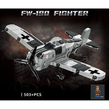 Load image into Gallery viewer, 503PCS MOC Military FW-190 Air Fighter Würger Aircraft Plane Figure Model Toy Building Block Brick Gift Kids DIY Set New Compatible Lego